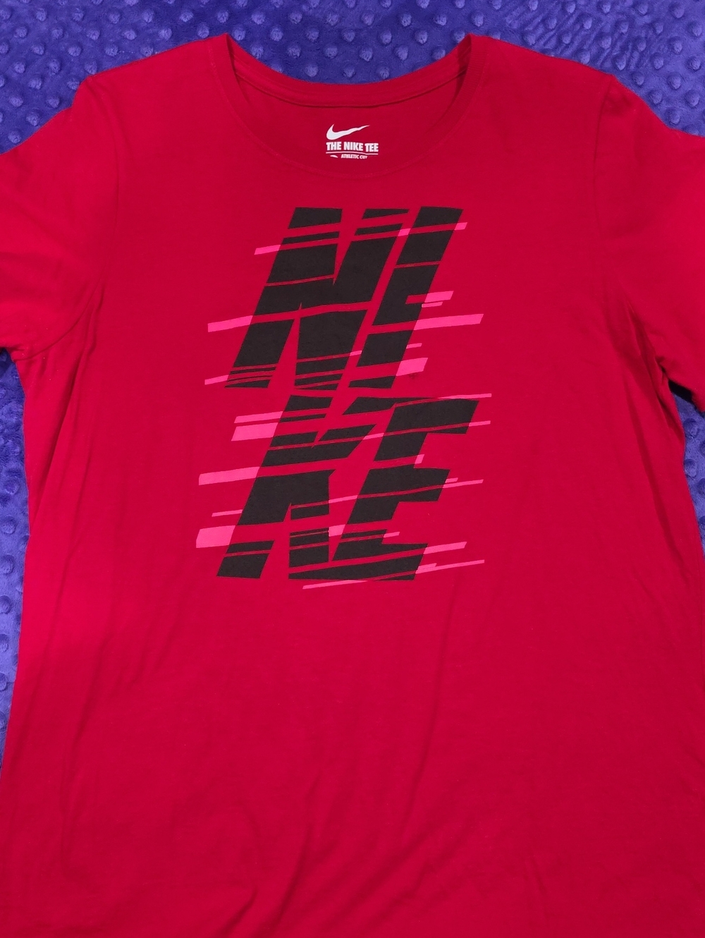 Nike Women’s Red Short Sleeve Tee with Black & Pink Graphic
